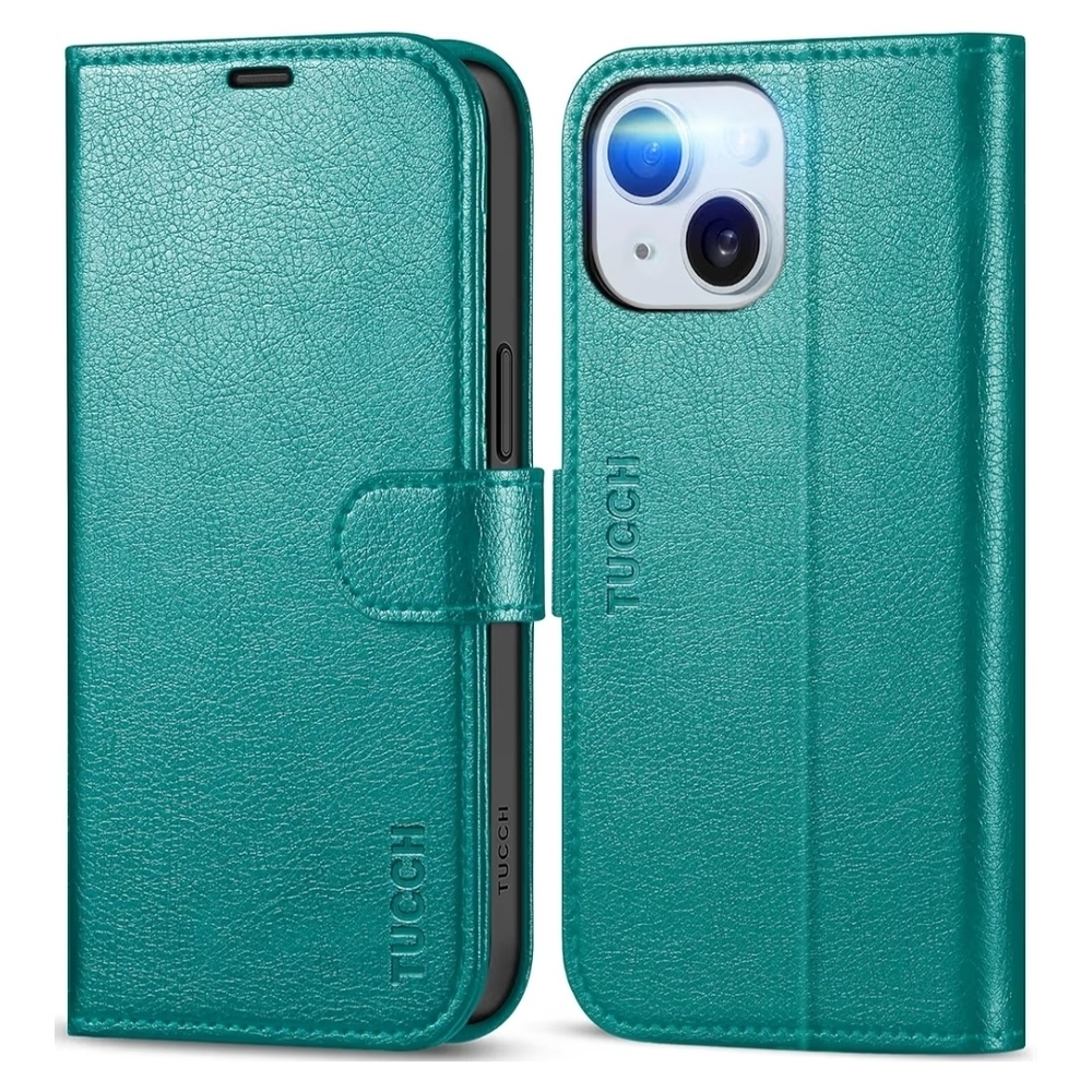 Teal Faux-Leather Phone Wallet Case